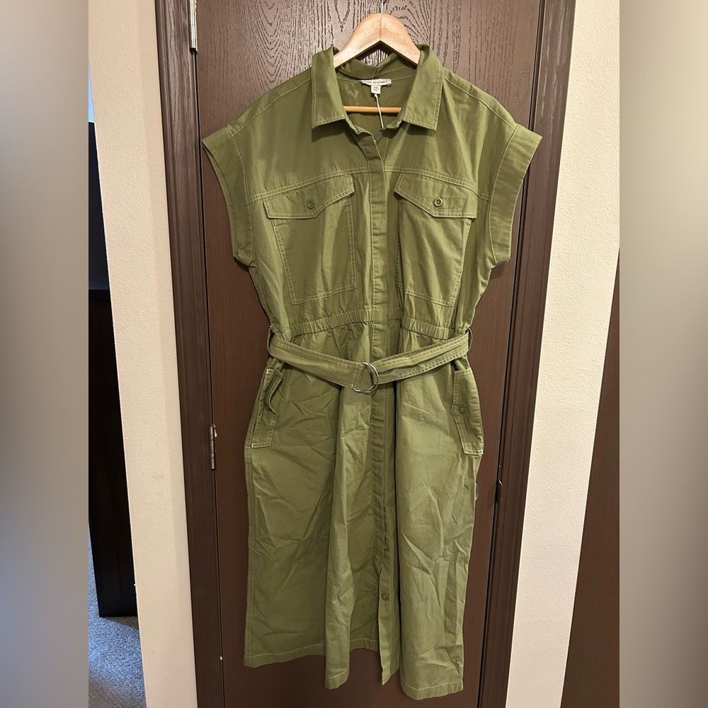 NWT Free Assembly Olive Green Safari Dress with Belt XXL